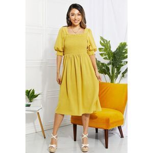 Oddi Full Size Love You Forever Square Neck Midi Dress